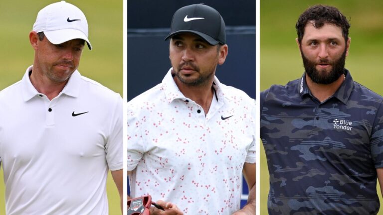 British Open golf 2023, spherical three scores, spherical 4 tee instances, The Open leaderboard, Jason Day, Jon Rahm report, Brian Harman, prize cash