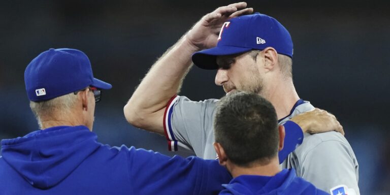 Max Scherzer exits his begin in opposition to the Blue Jays with a proper triceps harm