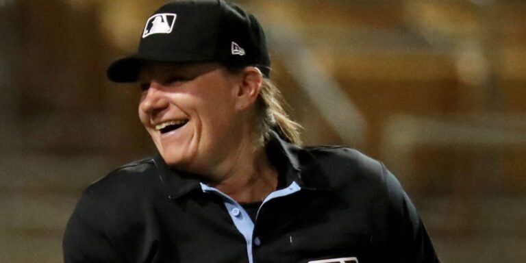 Feminine umpire Jen Pawol at MLB Spring Coaching