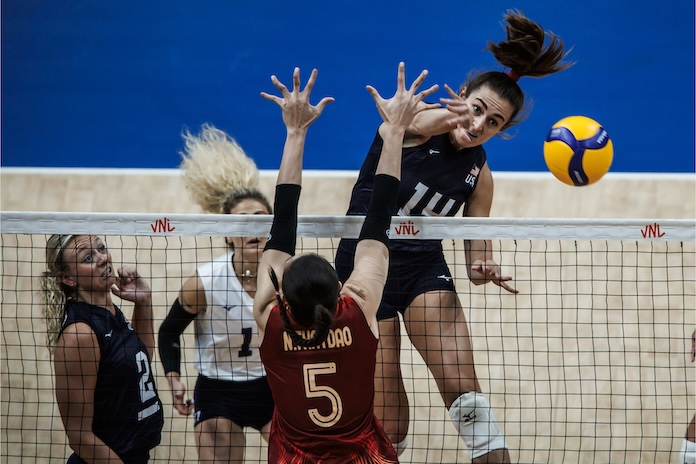 USA girls win Volleyball Nations League opener; large upset for Japan