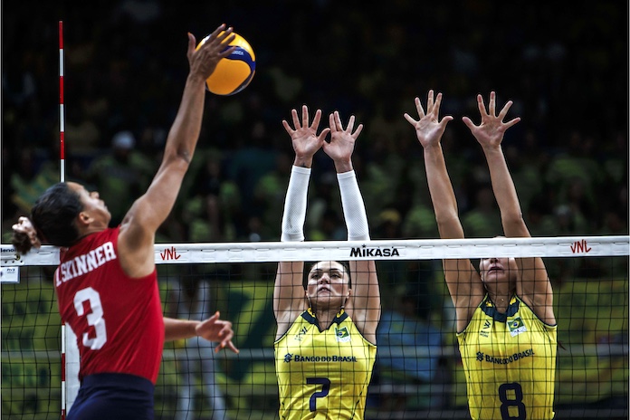 Brazil snaps skid in opposition to USA with four-set Volleyball Nations League win