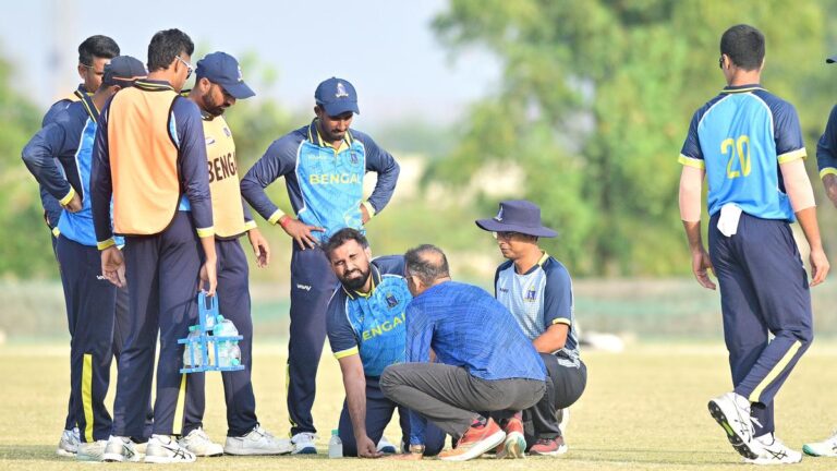 Damage scare for Mohammed Shami in Bengal vs Madhya Pradesh Syed Mushtaq Ali Trophy match