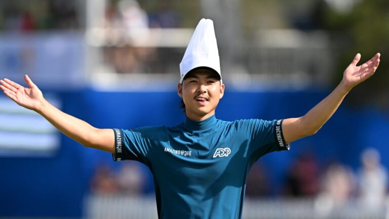 Min Woo Lee sporting chef’s hat, cooking slogan, Australian PGA Championship, PGA Tour, Jason Day