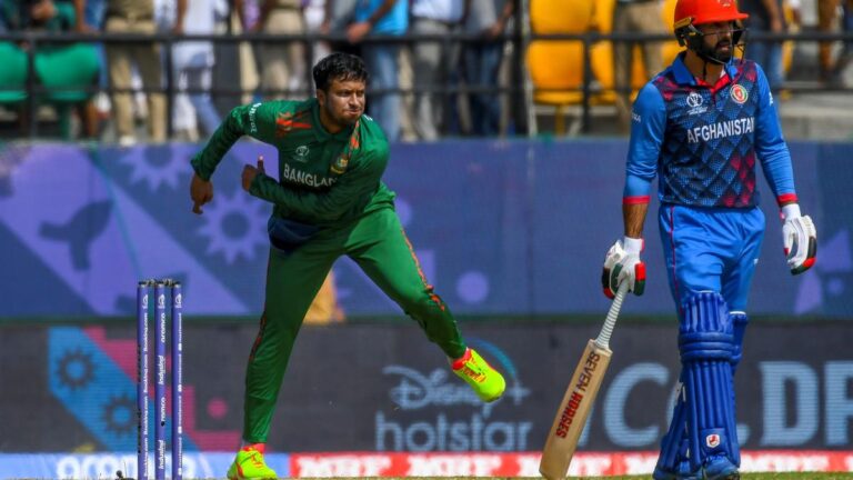 Shakib Al Hasan banned from bowling in ECB-run competitions for “unlawful bowling motion”