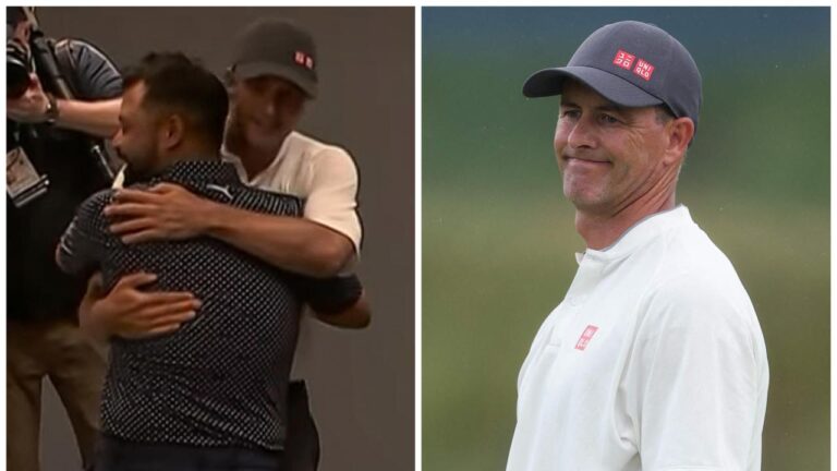 J.J. Spaun win reactions, Adam Scott heartbreak, elegant response, interview, press convention
