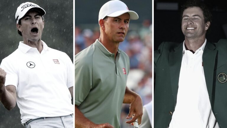 third spherical leaderboard, scores, Adam Scott in competition, remaining spherical tee time AEST, age, Masters 2013
