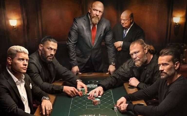 WWE Drops WrestleMania 42 Poster That includes Roman Reigns, CM Punk, Cody Rhodes & Brock Lesnar at Poker Desk