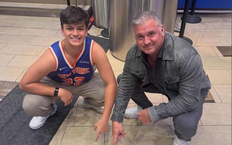 Shane McMahon Factors To Vince McMahon MSG Stroll Of Fame Plaque Forward Of Knicks Playoff Win
